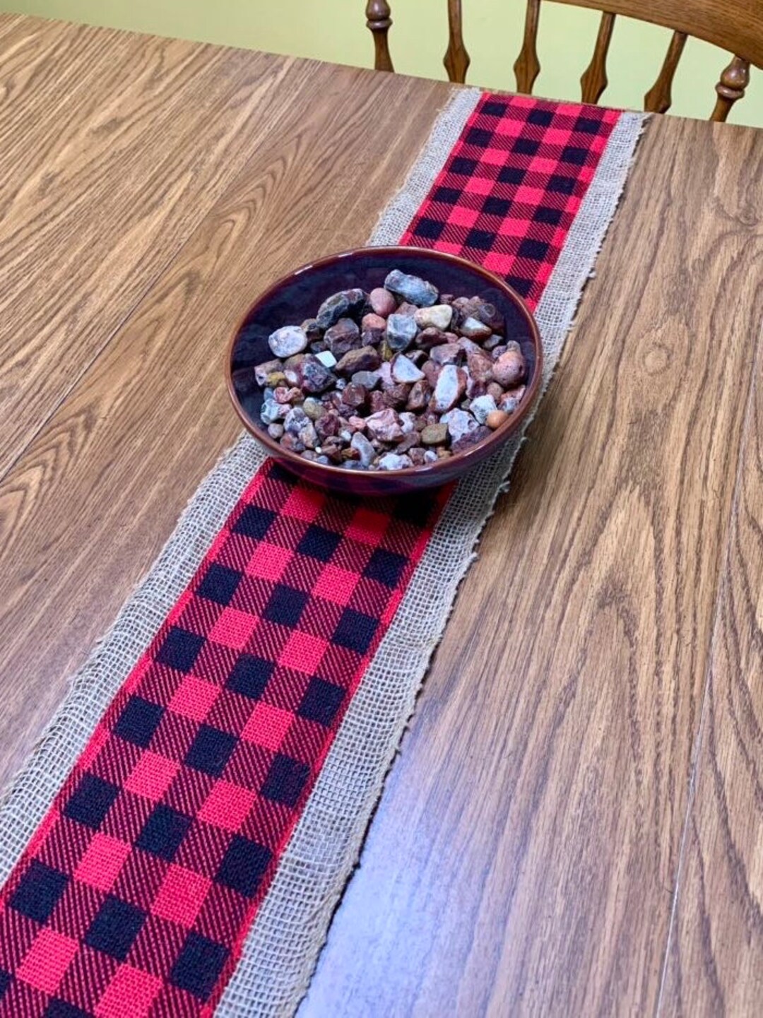 Red and Black Buffalo Burlap Table Runner Sideboard Table Etsy