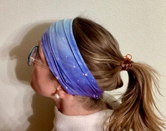 Stretchy Galaxy Headbands - athletic. headbands, moisture wicking, single (lightweight) and double layer (colder outdoor temperatures)