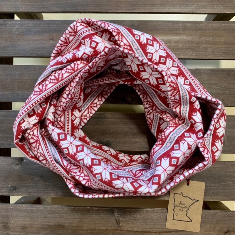Fair Isle Knitted Scarf in Navy