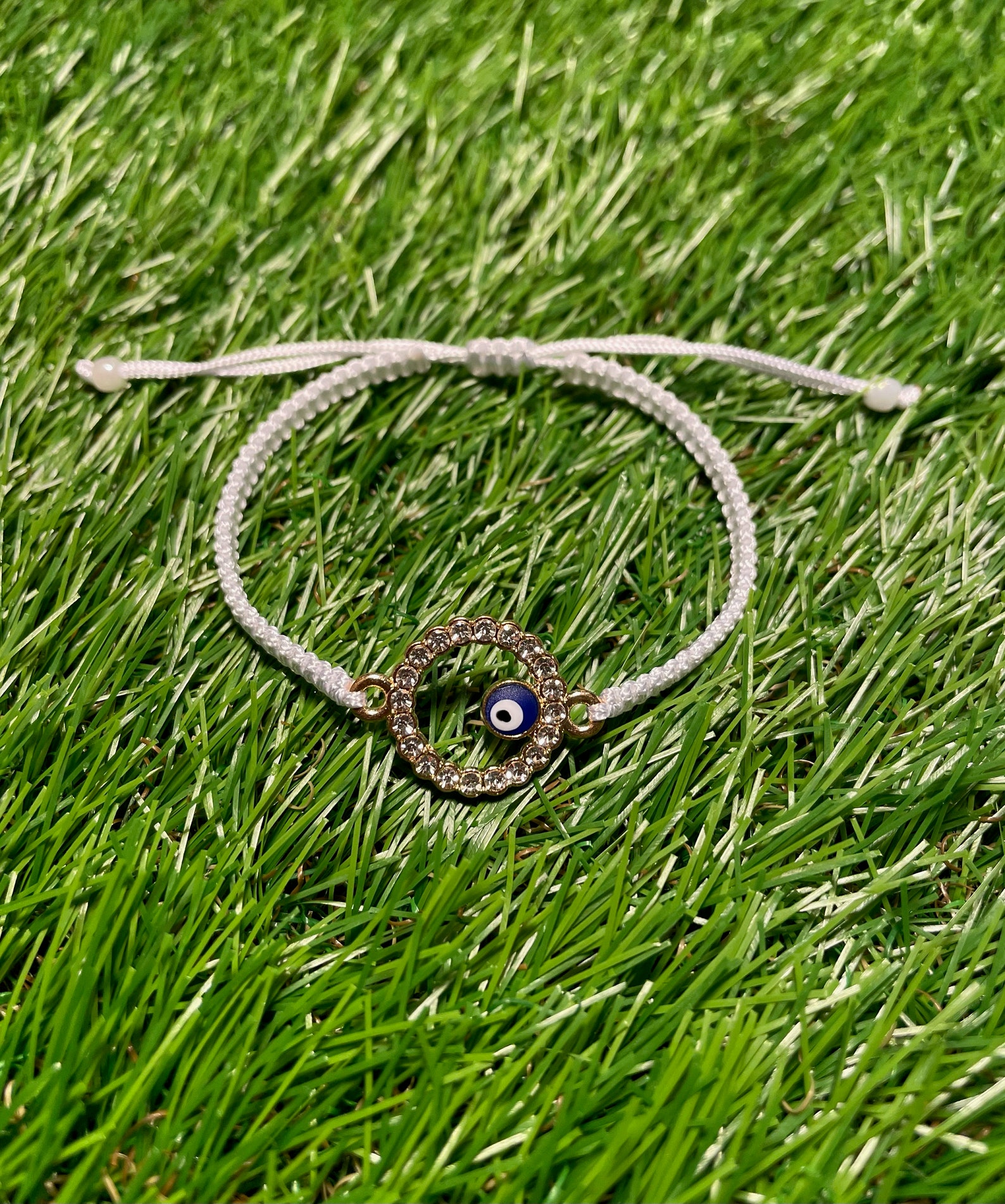 White Evil Eye Adjustable Bracelet Etsy