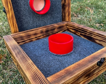 Washer Toss Yard Game - Horseshoes pitching - Wood- Handmade- Single Hole - Latches and Handle - NO WASHERS INCLUDED - Custom