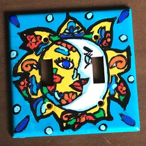 Hand Painted Talavera Switch Plate Double Switch Sun & Moon