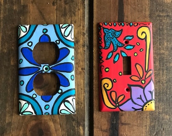 Hand Painted Talavera Switch Plates/Light Switch Cover Single Light Switch Outlet Cover