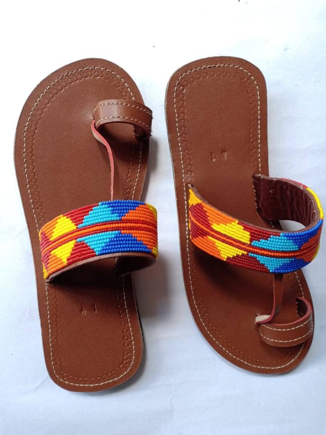 Beaded Men Leather Sandals Kenyan Leather Sandals Handmade Etsy