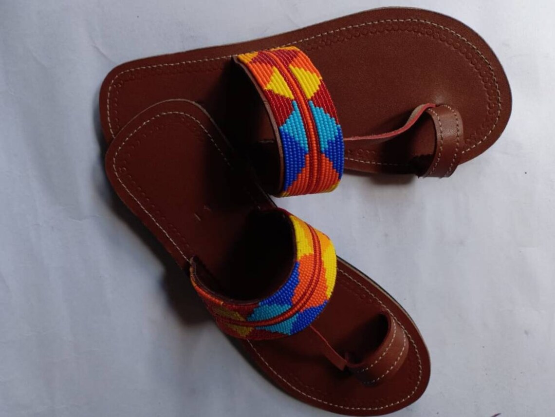 Beaded Men leather sandals Kenyan leather Sandals handmade Etsy