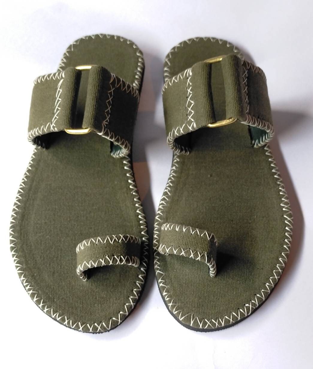 Unisex green canvas sandals Kenyan Sandals handmade unisex Etsy