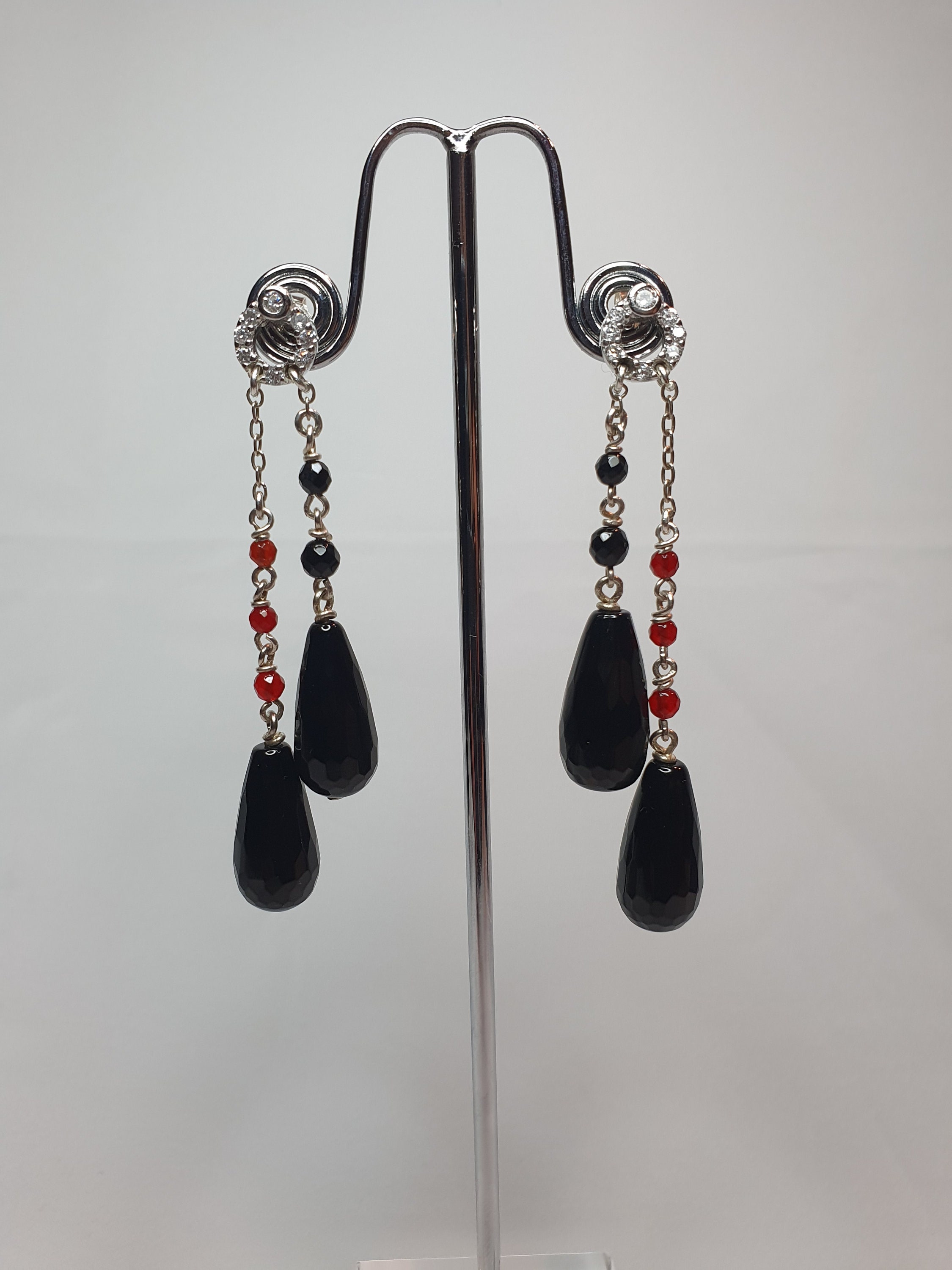 Wonderful 925 nickel free silver earrings with black onyx Etsy