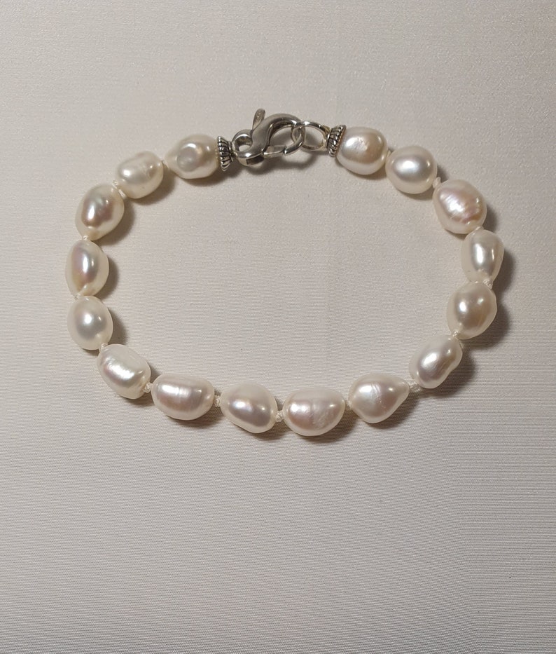 BR 8 PEARL 925/% silver bracelet with baroque freshwater pearl,nickel free