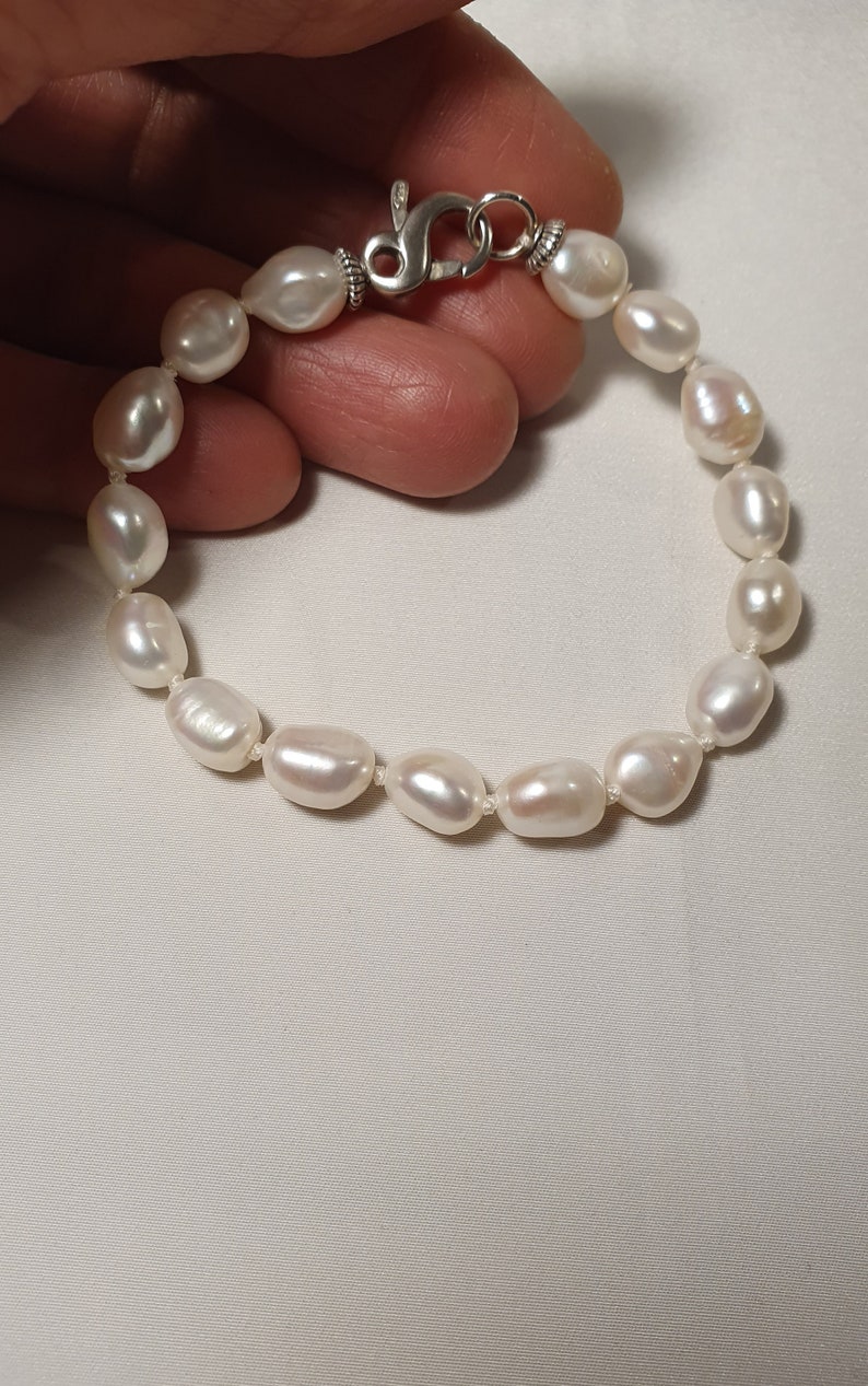 BR 8 PEARL 925/% silver bracelet with baroque freshwater pearl,nickel free