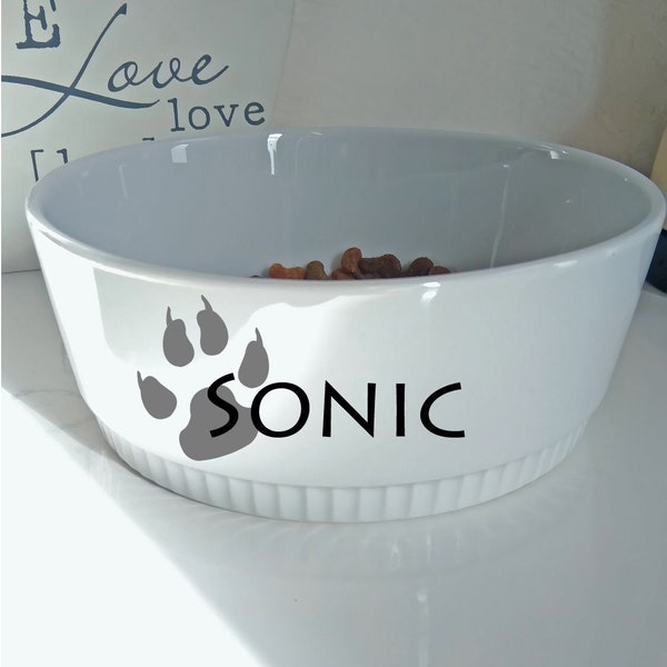 Bol pour chien personnalisé, gamelle en porcelaine avec prénom, écuelle en céramique pour chat, peint à la main