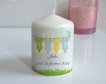 Bougie naissance - bougie personnalisée - bougie baptême - cadeau baptême - cadeau naissance - cadeau invité- cadeau personnalisé