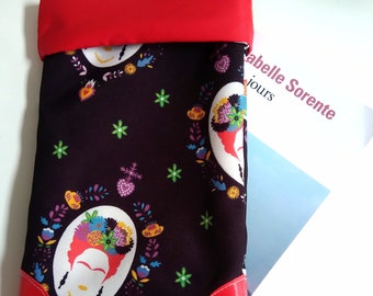 Pochette pour livre imprimé Frida Kalho avec renforts, housse personnalisée pour roman, booksleeve, house pour téléphone ou tablette
