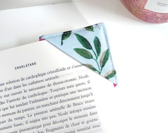 Signet d'angle motif paon et feuilles, marque-page en tissu, livre, cadeau pour amoureux de lecture, crâne