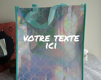 Sac shopping personnalisé, sac cabas avec message, sac de courses avec prénom