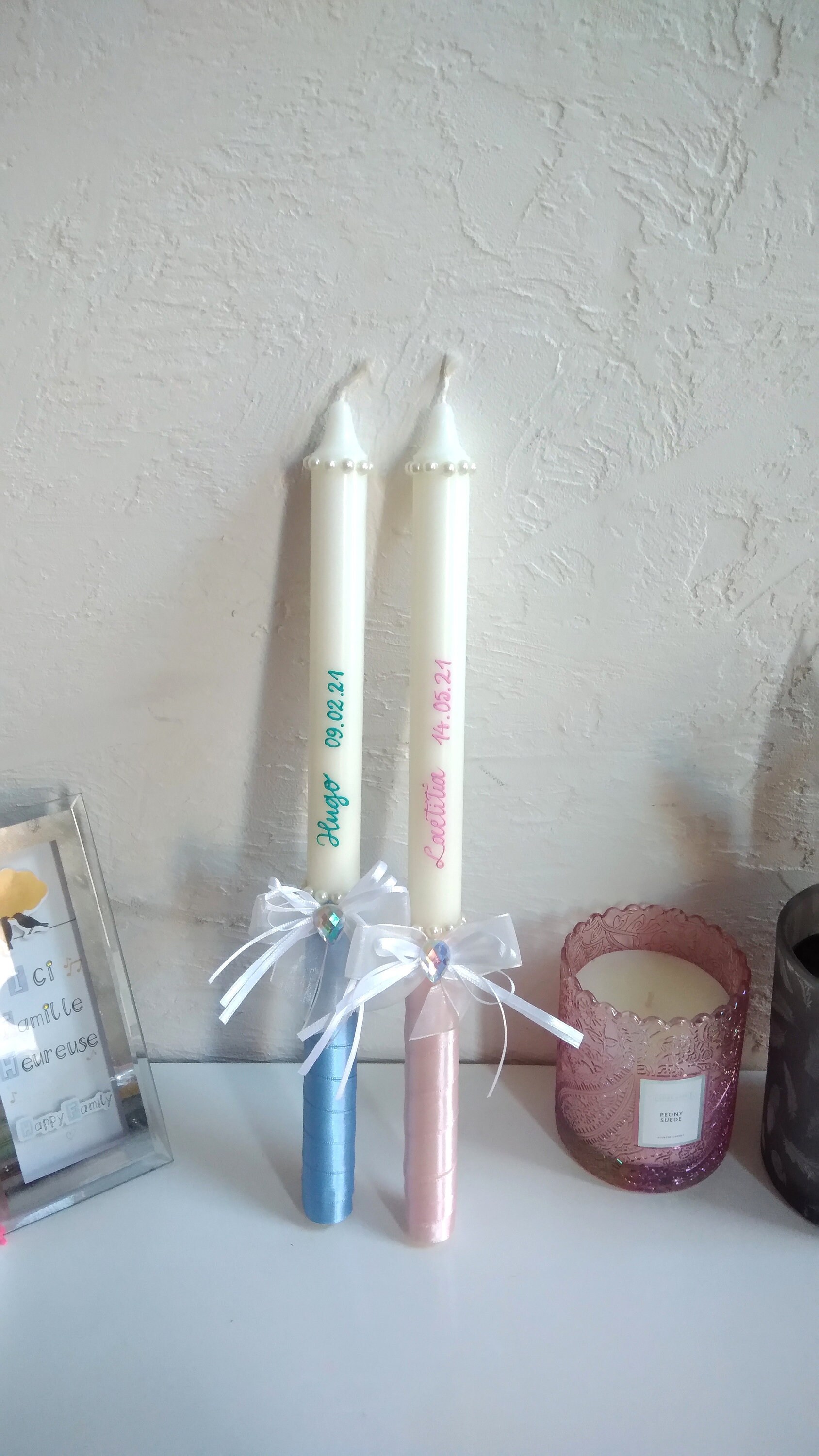 Cierge de Baptême - Bougie Du Bougies Communion Personnalisée Cadeaux Souvenir Communion