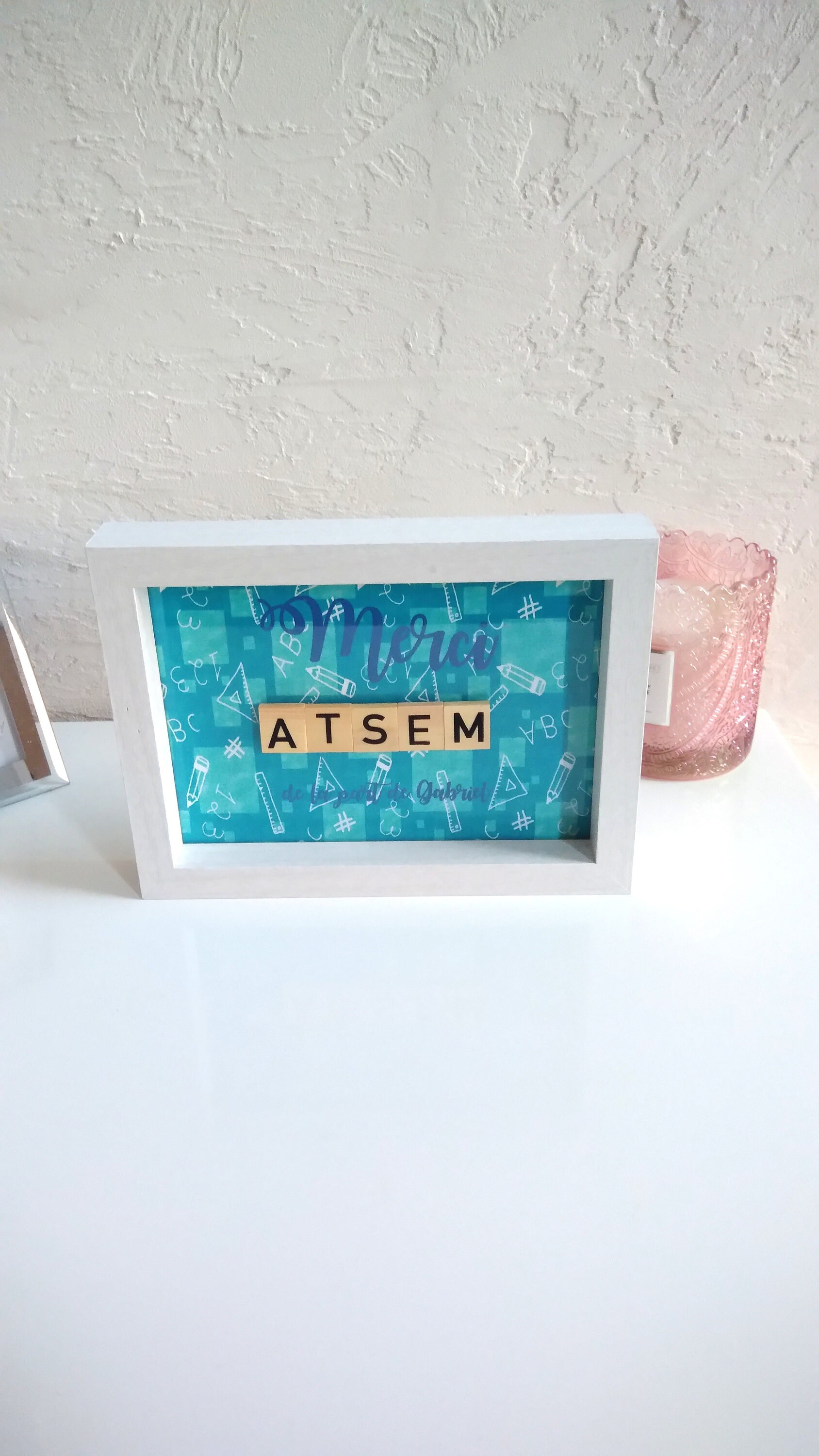 Cadre Merci Maîtresse, Cadre Personnalisé, Cadeau, Lettre Scrabble, Atsem