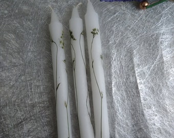 Cierge floral - cierge avec fleurs séchées - cierge cadeau- cadeau invité - cadeau personnalisé - cierge 17 cm blanc