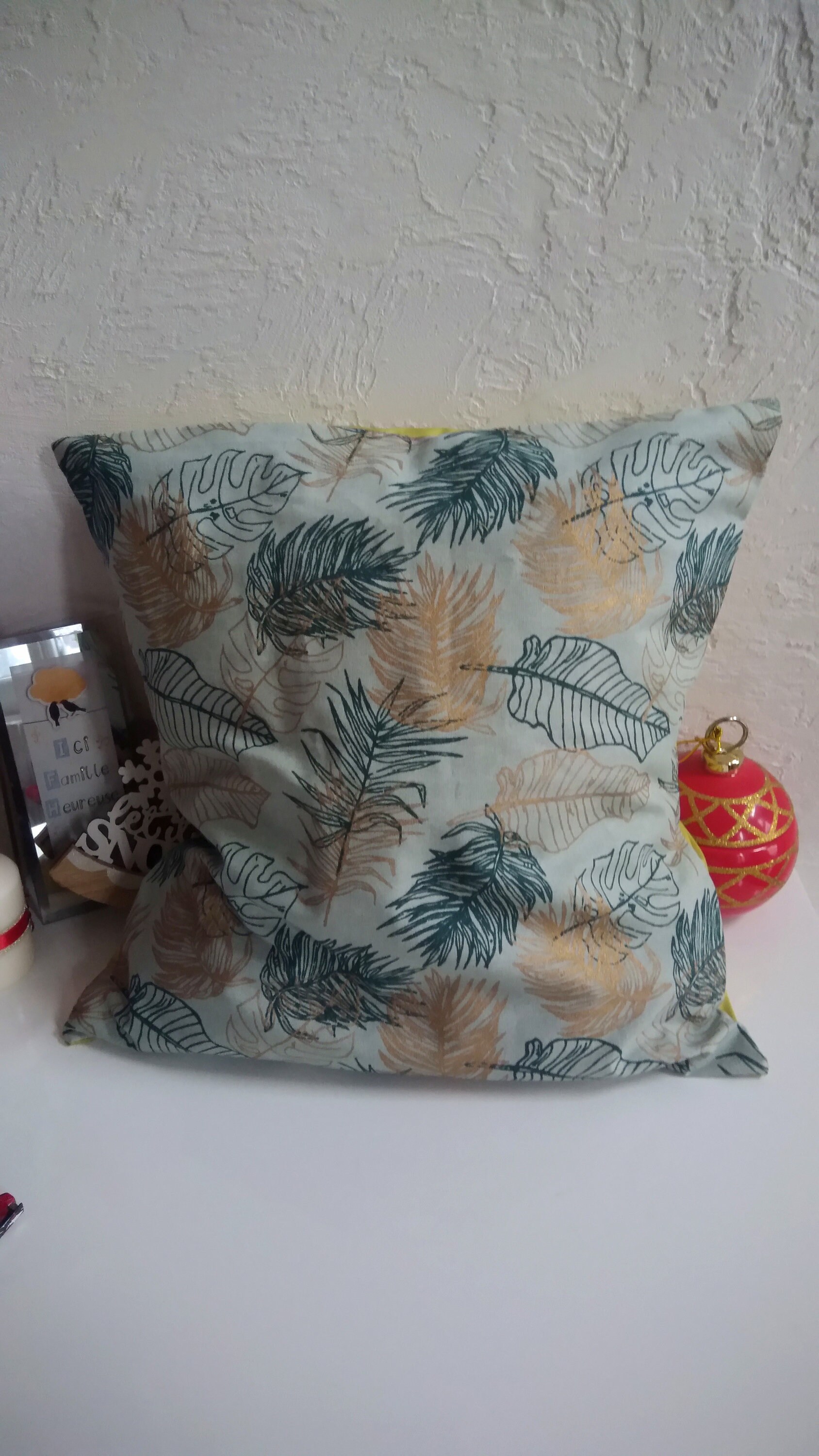 Housse de Coussin, Housse Coussin Jungle, Carré, Décoratif Imprimé Doré Feuilles