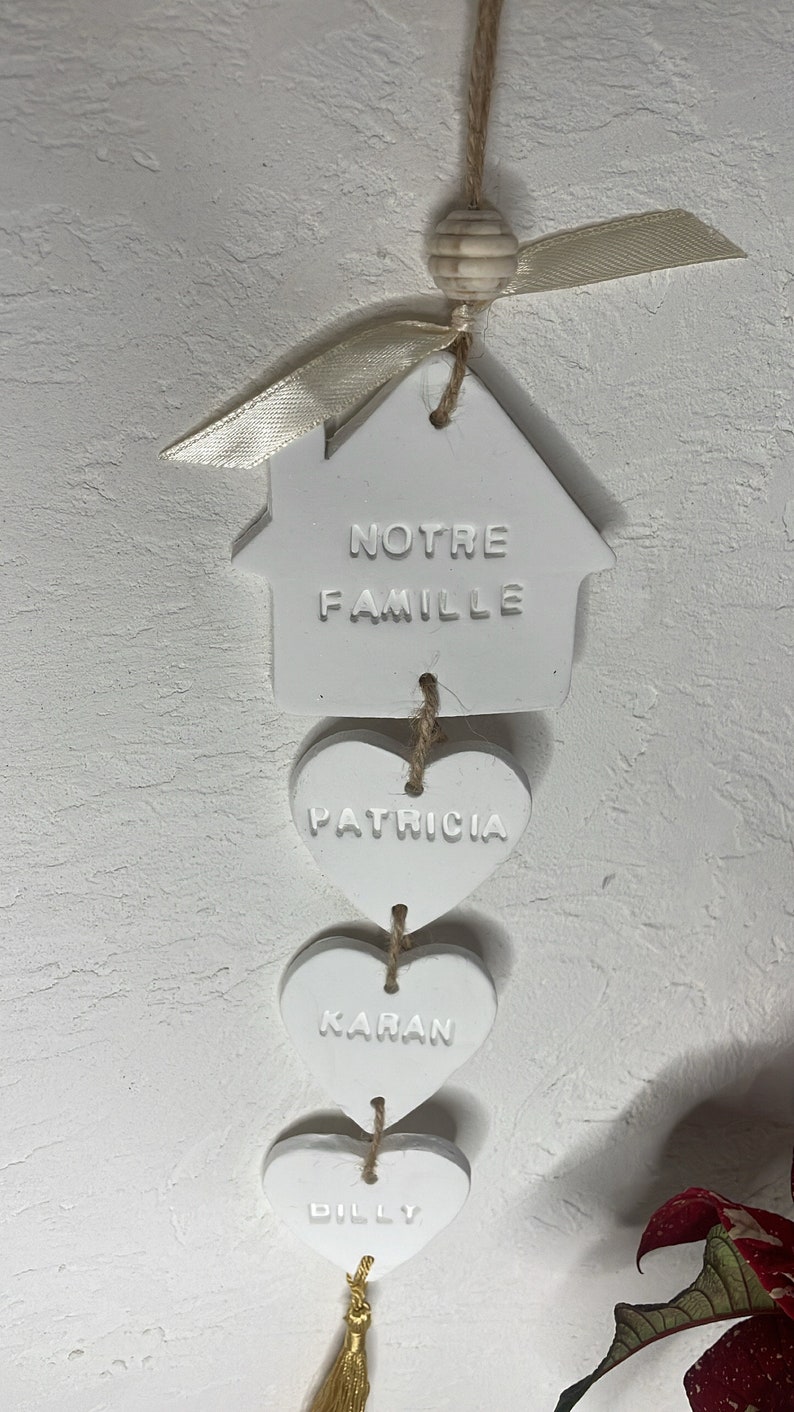 Décoration de mur notre famille avec prénoms, décoration en argile, portrait de famille, cadeau personnalisé image 8