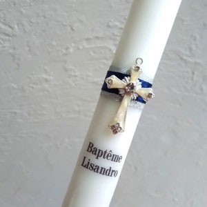 Bougie Cierge De Baptême - Garçon | La Boutique Des Chrétiens