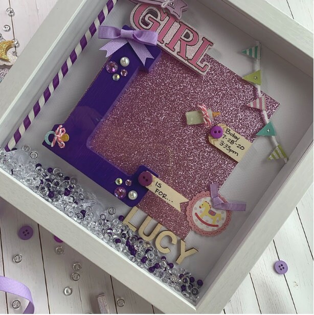 Baby Girl Birth Shadow Box Baby Girl Baby Girl Gift New Mom Etsy
