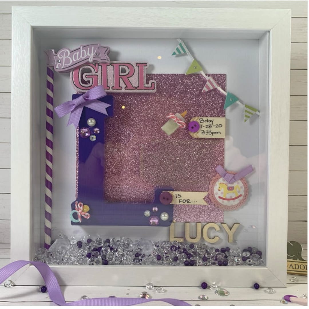 Baby Girl Birth Shadow Box Baby Girl Baby Girl Gift New Mom Etsy