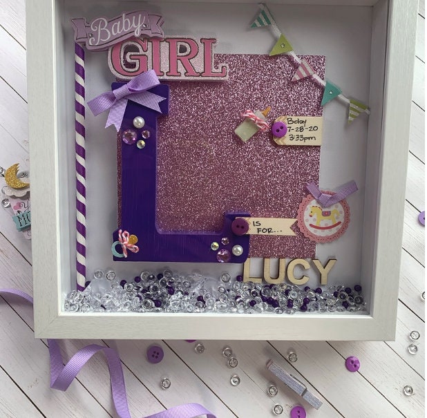 Baby Girl Birth Shadow Box Baby Girl Baby Girl Gift New Mom Etsy