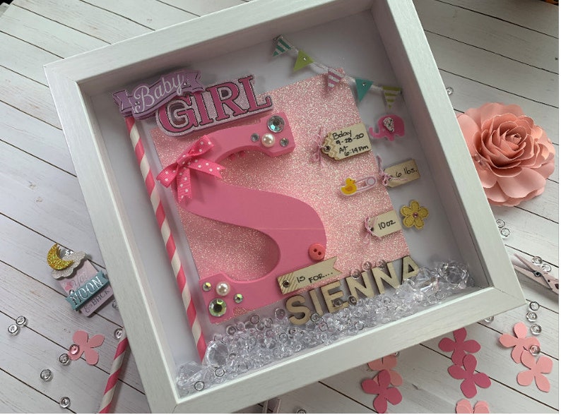 Baby Girl Birth Shadow Box Baby Girl Baby Girl Gift New Mom Etsy
