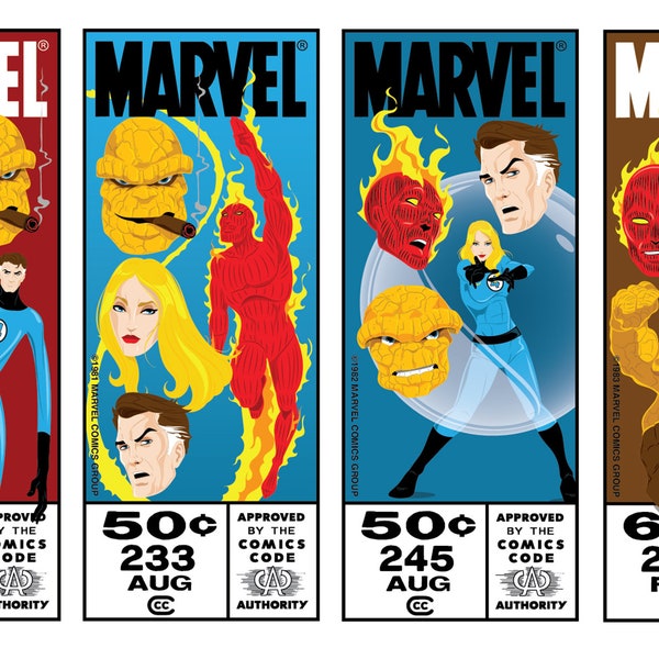 Fantastic Four Marvel Comics corner box sticker set