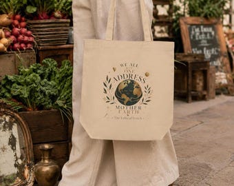 Organic Cotton Tote Bag: Mother Earth Design, Sustainable Living Shopper