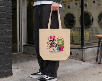 Organic Cotton Tote Bag, No More Plastic Fabrics Graphic, The Ethical Stitch Messenger Bag