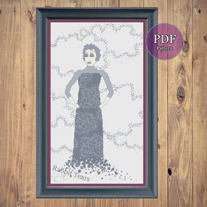 Cloud (Big) Woman Weather Gray Devotional Cross Stitch Pattern PDF download