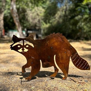 Handmade Metal Raccoon - Garden Decor