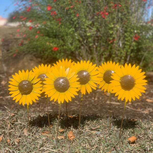 Metal Sunflower Yard Art Etsy