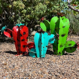 3er Set Handgemachter Metall Kaktus - Gartenkunst