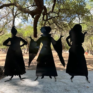 Handmade Metal Halloween Sister Trio / Halloween Sister Witches - Metal Yard Decor