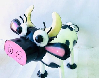 Adorable Metal Cow - Indoor and Outdoor