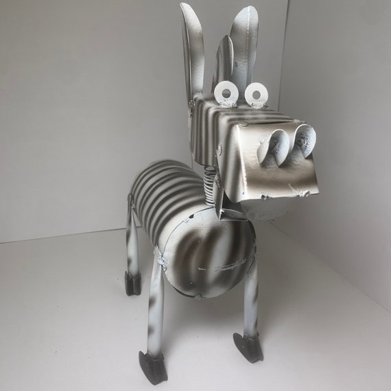 Marty Spring Neck Metal Zebra Statue Metal Yard Decor Etsy