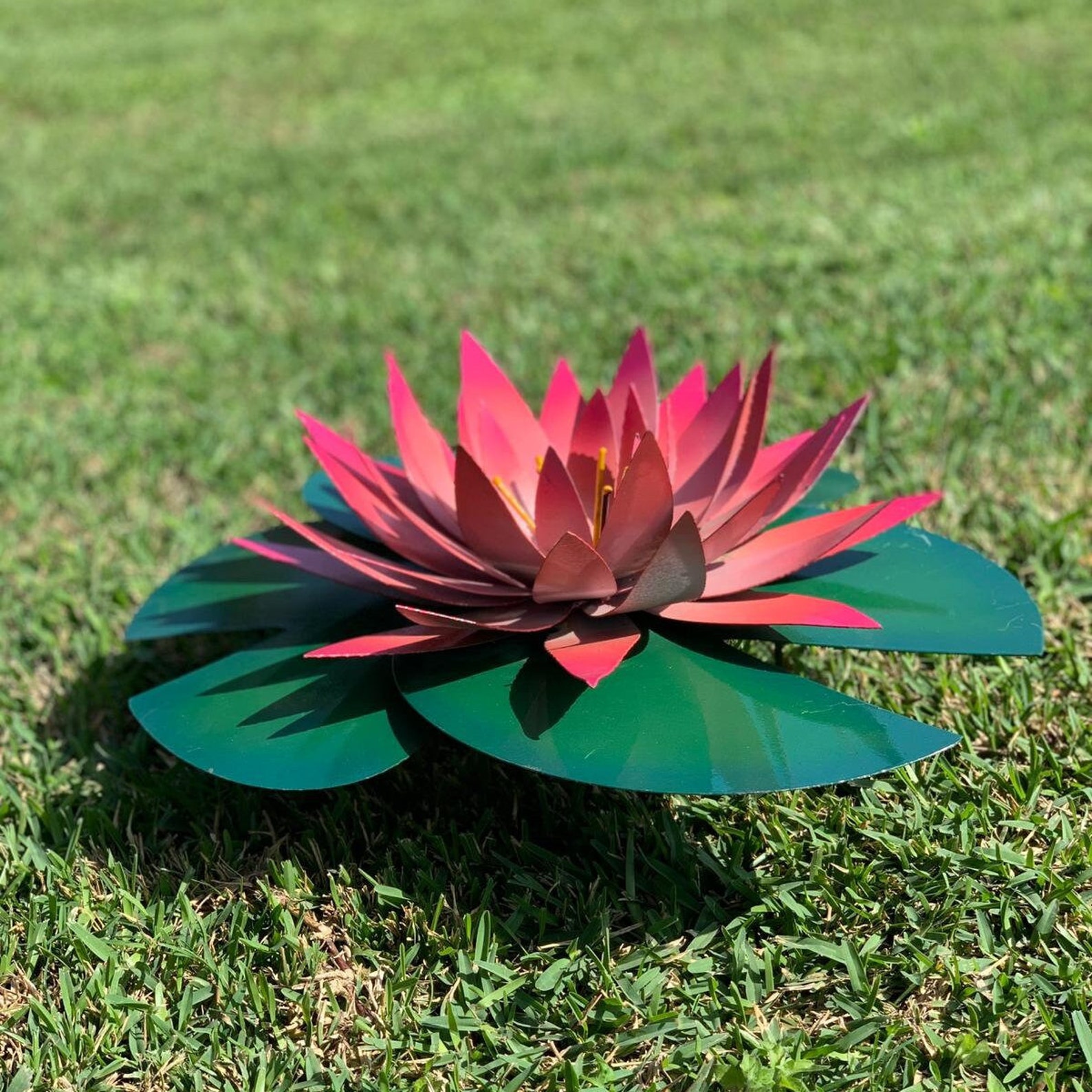 Handmade Lotus Flower Metal Yard Art Etsy