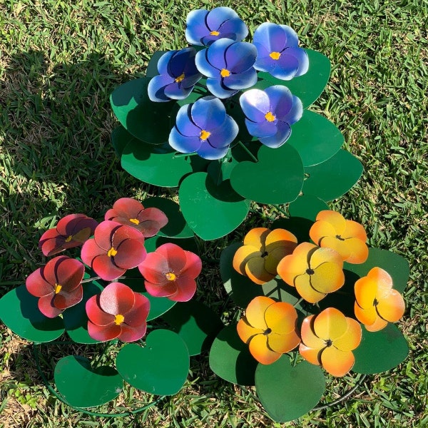 Handmade Violet Flowers - Metal Yard Art