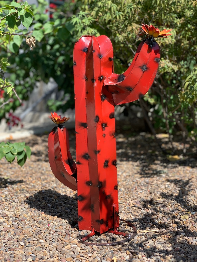 Metal Saguaro Cactus Garden Art Etsy