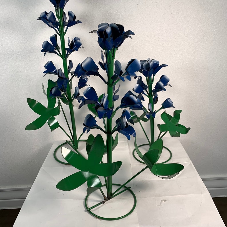 Handmade Metal Bluebonnets 19 Inches