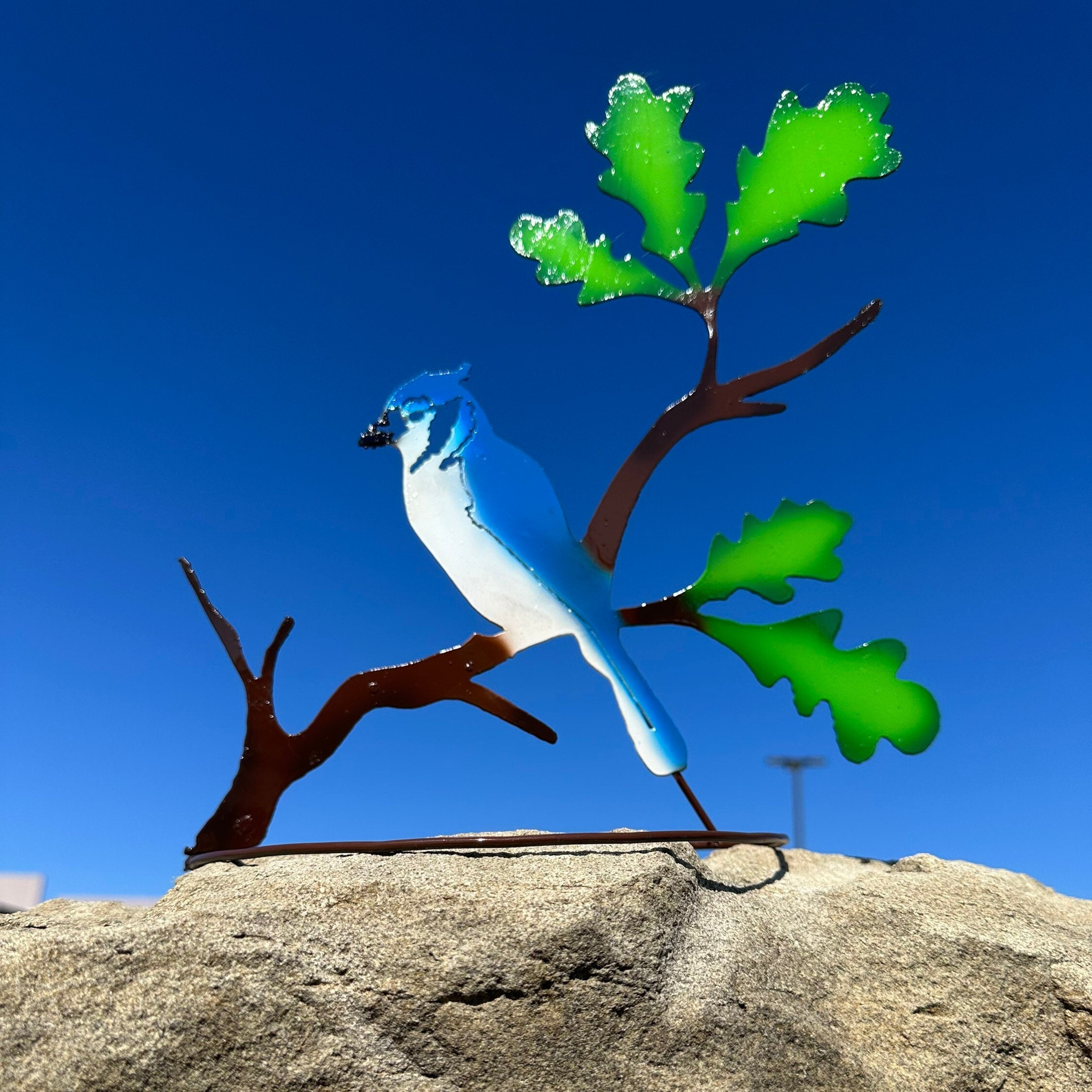 Metal Hand Painted Blue Jay Metal Yard Art Etsy