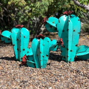 3er Set Handgefertigter Metall Kaktus - Gartenkunst