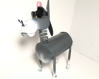 Spring Neck Metal Donkey Statue - Metal Yard Decor