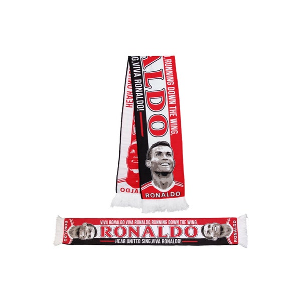 Viva Ronaldo HD Wide Scarf Tri-Colour Running Down The Wing 130cm x 20cm Fan Original Gift Idea From Manchester