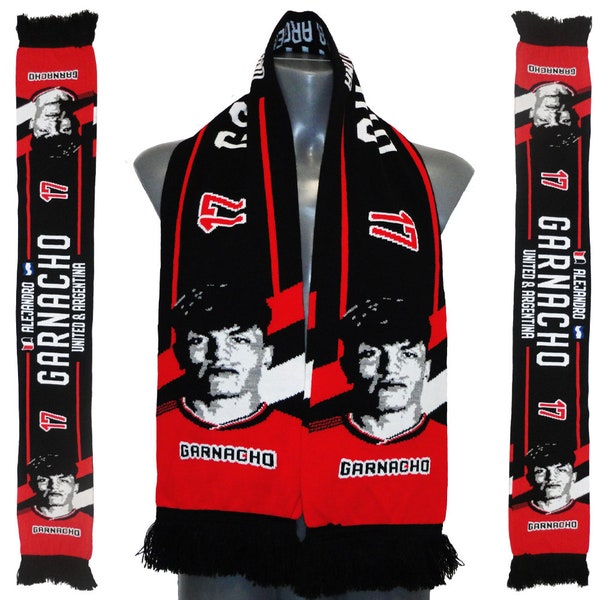 United Garnacho Knitted Scarf HD Black Fan Original Product Gift Idea