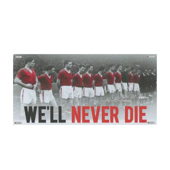 United Busby Babes Munich Memorial Aluminium Wall Plaque Flowers of Manchester 
