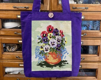Tote bag using a tapestry, Purple Tapestry Bag