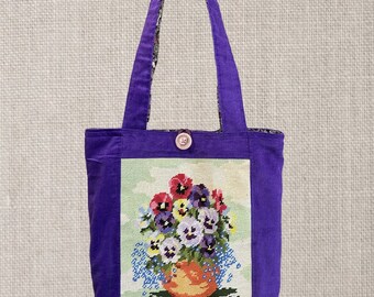 Tote bag using a tapestry, Purple Tapestry Bag